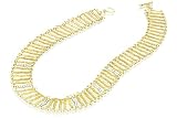 14K Yellow Gold Matte-Finish, Hammered-Finish Opera Necklace, Enhanced With Pave Set Diamonds and Set With a Toggle Clasp.