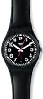 Swatch Unisex Originals GB750 Black Leather Quartz Watch with Black Dial