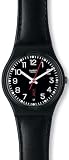 Swatch Unisex Originals GB750 Black Leather Quartz Watch with Black Dial