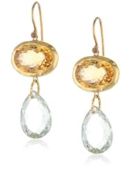 Nava Zahavi Citrine Tiny Diamond Amethyst Drop Earrings