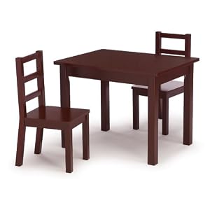 Tot Tutors Kids' Table and Chair Set, Espresso Wood