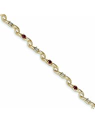 Genuine 14K Yellow Gold Diamond And African Ruby Round Bracelet 4 Grams Of Gold 100% Satisfaction Guaranteed.