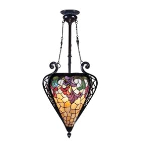 Dale Tiffany TH100578 Jacqueline Fancy Inverted Pendant Light, Mica Bronze and Tiffany/Metal Shade
