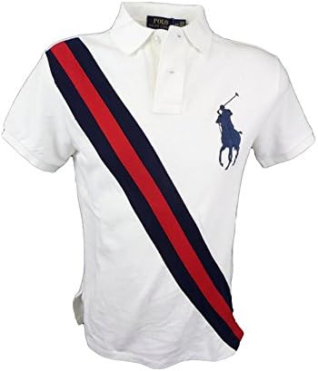 Polo Ralph Lauren Diagonal Line Polo Custom Fit Big Pony Logo Shirts (L)