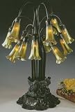 12 Light Gold Lily Favrile Table Lamp