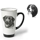 Porcelain Funnel Cup with Bernese Mountain Dog (Black and white, 6 inch)