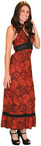 VenJoin Rayon Maxi Dress / Sundress Medium Orange Black