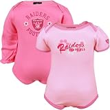 NFL Gerber Oakland Raiders Infant Girls Pink Flower Power 2-Pack Creeper Set (18 Months)