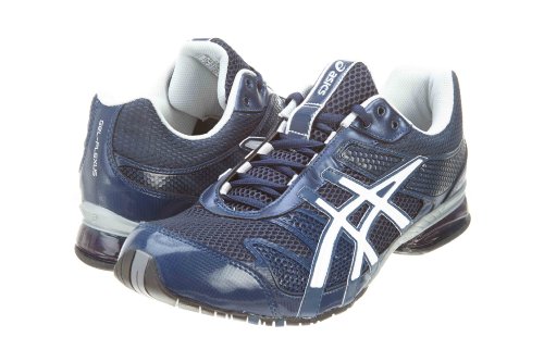 navy asics trainers