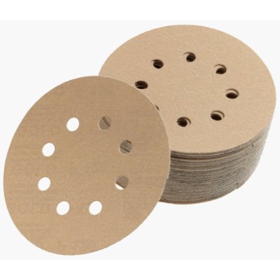 Mirka 23-615-AP Gold 5-Inch 8-Hole Dustless Hook-and-Loop Sanding Disks, 10 Each of 5 Grits