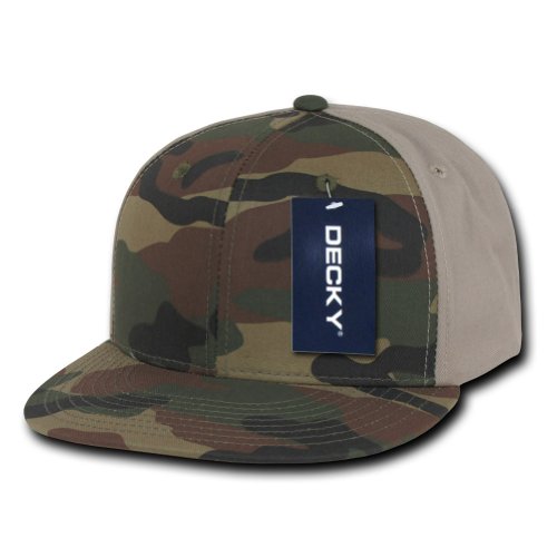 Retro Flat Bill Cotton Camo Snapbacks (Woodland/Khaki)