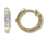 Three-Stone 14k Pave Diamond Earrings in 14k Yellow Gold (with Safety Lock)
