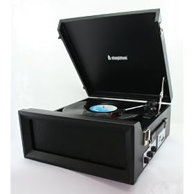 Steepletone SRP1R-11 1960's/1970's Retro Style 3 Speed Record Player with Radio - Black