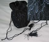 Black Beads Pull String Bag