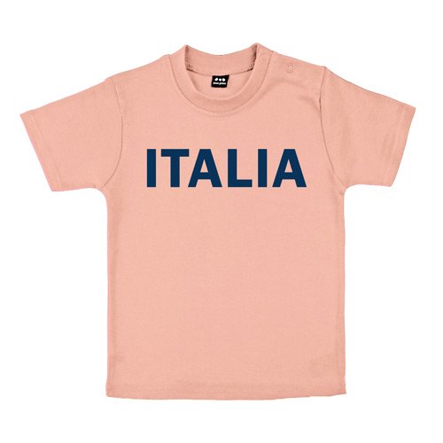 Baby – Kleinkinder T-Shirt – Italia Italien – Textil pink / Motiv marineblau Gr. 6-12 Monate