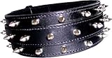 24x2.5 Spike leather dog collar - 3 rows of spikes- black leather