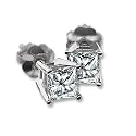 1 carat dtw Platinum Certified Princess Cut Diamond Studs