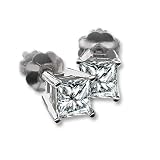 1 carat dtw Platinum Certified Princess Cut Diamond Studs