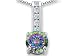 1.35 cts 14k White Gold Plated Silver Mystic Rainbow Topaz and Genuine White Topaz Pendant