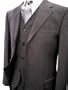 3-Buttons Black Pinstripe Super 120's Wool Vested Mens Suit