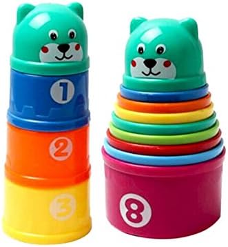 HPYP Colorful Stacking Cups Resources Smart Snacks Stack &amp; Count Layer Cup-Nesting Cups Fun Building Beakers For Baby Kids