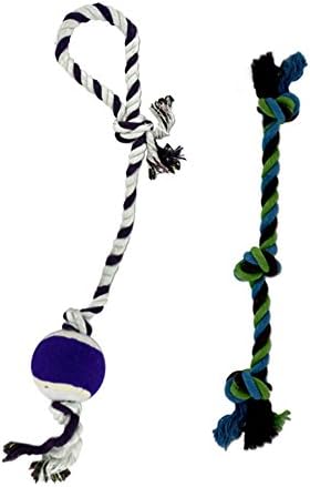 Two Tug of War Dog Knotted Cotton Rope Toys for Interactive Play (Toy Set #3)