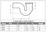 MWI 2SVPTWT Service Weight Fitting, P-Trap w/Tapped Inlet, 2 Diameter (4813)