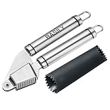 Basily Garlic Press - Garlic Peeler Premium High Quality Stainless Steel Grade - Silicon Rolling Tube Peeler Included, Stainless Steel
