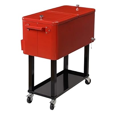 Giantex 80-quart Cooler Beer Cart Outdoor Entertaining Rolling Party Steel Bar Bistro