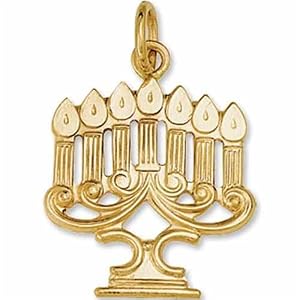 14Kt Yellow Gold Judaica Menorah Pendant