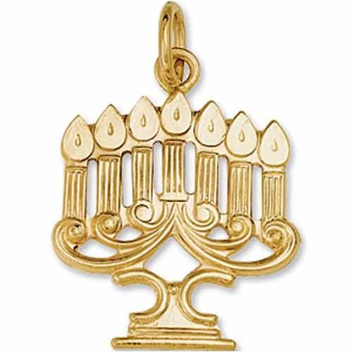 14Kt Yellow Gold Judaica Menorah Pendant