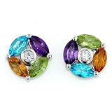 14-Karat White Gold 5 Stone Earrings
