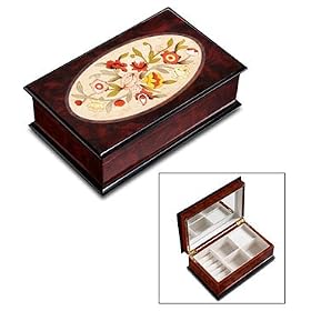 The San Francisco Music Box Company,Burlwood Box with Floral Design, by The San Francisco Music Box Company