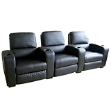 IMAGE OF Wholesale Interiors Set of Three Showtime Leather Home Theater Seats (Black) HT638-BLACK-3seats