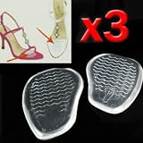 High Heel Silicone Gel Insoles Front Shoe Pad, 3 Pairs