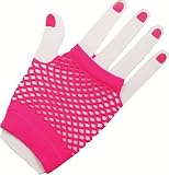 80's Neon Pink Short Fishnet Adult Gloves Adult (One Size)