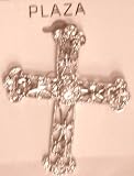 Sparkling Crystals Rhinestones Jades and Simulated Pearls on Genuine Silver Plated Cross Brooch Pin for Women and Teens