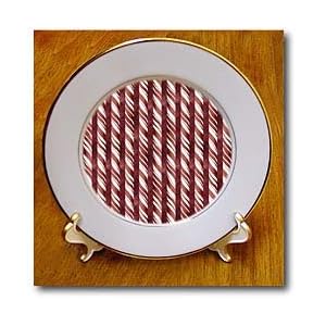Red and White Candy Cane Stripes - 8 Inch Porcelain Plate