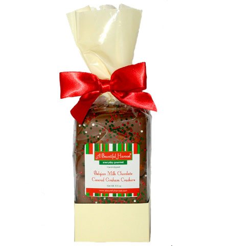 Belgian Milk Chocolate Covered Graham Crackers - Christmas Themed by A Bountiful Harvest