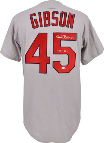 Bob Gibson Autographed Jersey | Details: St. Louis Cardinals, Grey, Throwback, with 