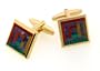 Mermerising gold plated cufflinks with malachite, tigers eye, carnelian and sodalite in a mosaic design with presentation box