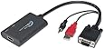 SYBA Universal VGA to HDMI Converter with Audio Support, Adapter for PC, Laptop, DVD, Desktop, SY-ADA31025