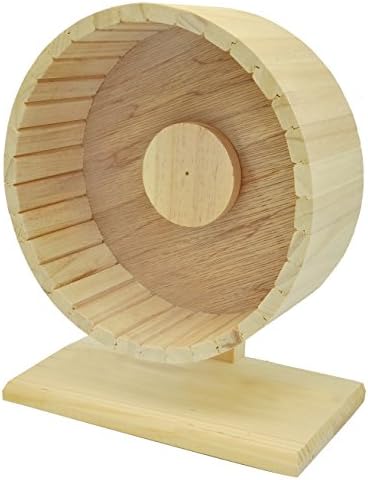 HamsFam Wooden Exercise Wheel for Hamster, Large Diameter 8-2/3-inch