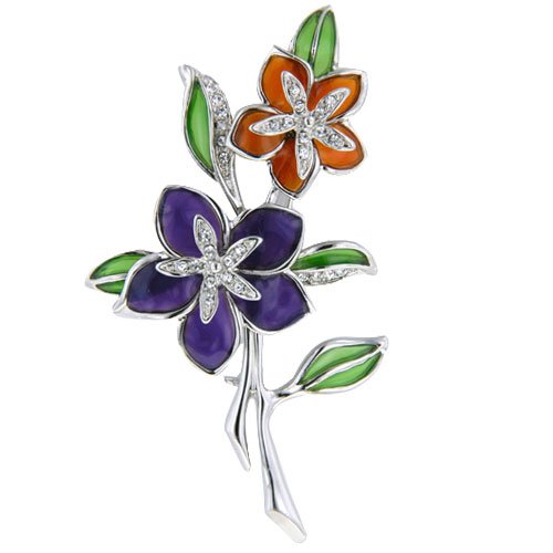 Purple Orange Flower Pin Brooch