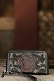 Women's Hand-Tooled Leather Rose Wallet
