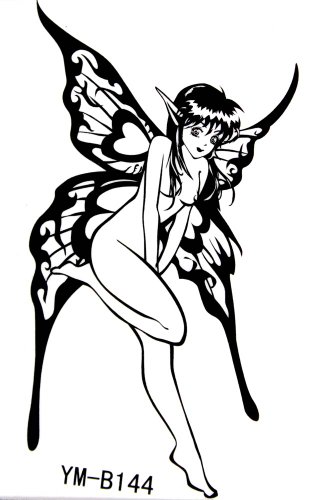 YiMei Tattoo Sticker wasserfest schwarz sexy weiblicher Engel Charme Preisvergleich