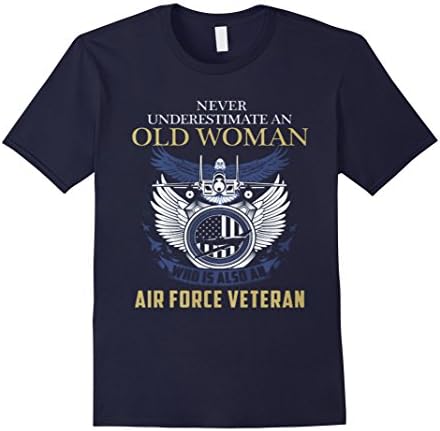 Men's Air force shirt - Never underestimate an old woman. XL Navy