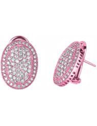2.06 Carat Diamond Oval Shape Cluster Clip Earrings 14K Pink Gold