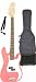 Pink Full Size Electric Bass Guitar with Amp Case & Strap Beginner Starter Package