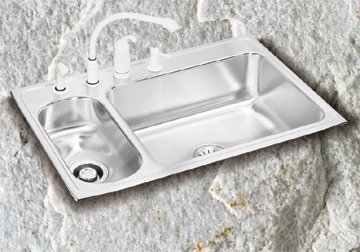 Lustertone Double Bowl Sink, Small Bowl on Left (33" x 22") - LMR3322